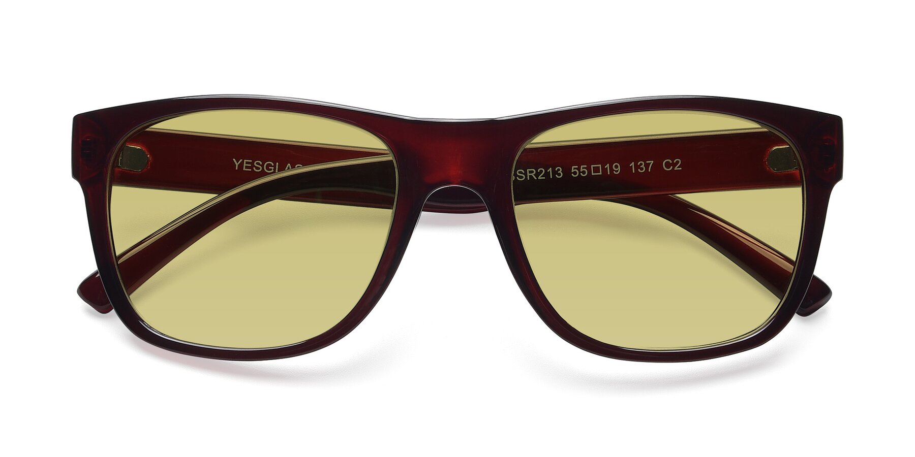 Folded Front of SSR213 in Wine with Medium Champagne Tinted Lenses