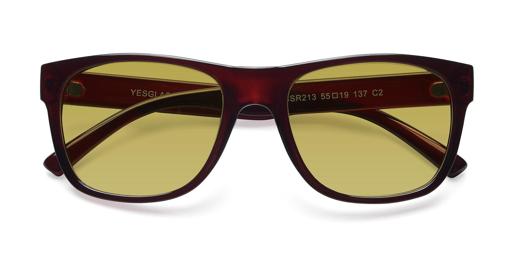 Folded Front of SSR213 in Wine with Champagne Tinted Lenses