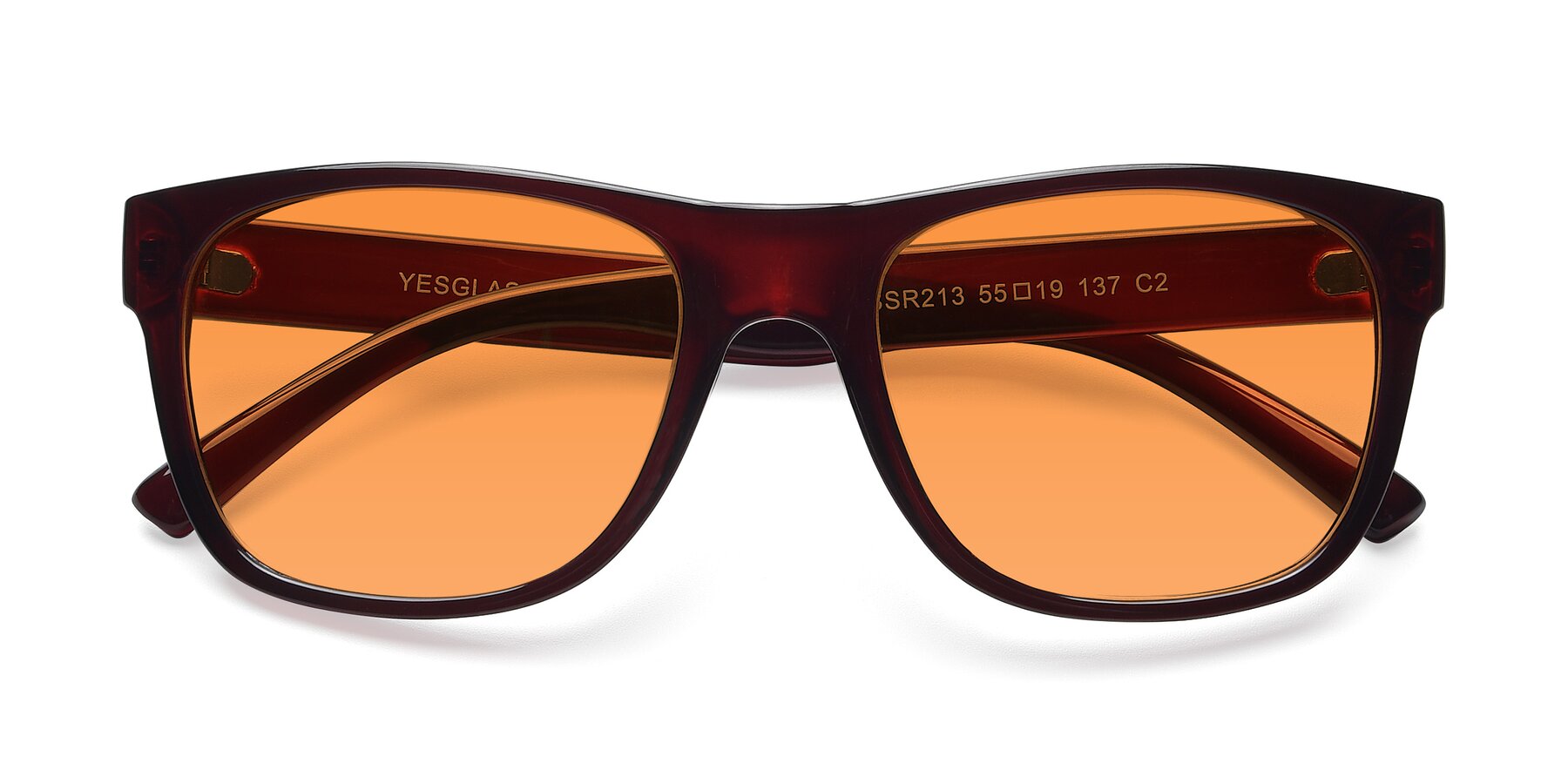 Folded Front of SSR213 in Wine with Orange Tinted Lenses