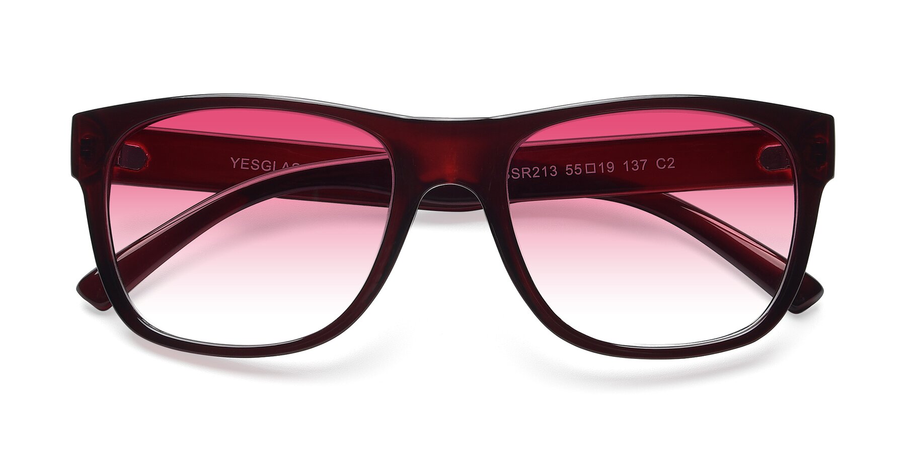 Folded Front of SSR213 in Wine with Pink Gradient Lenses