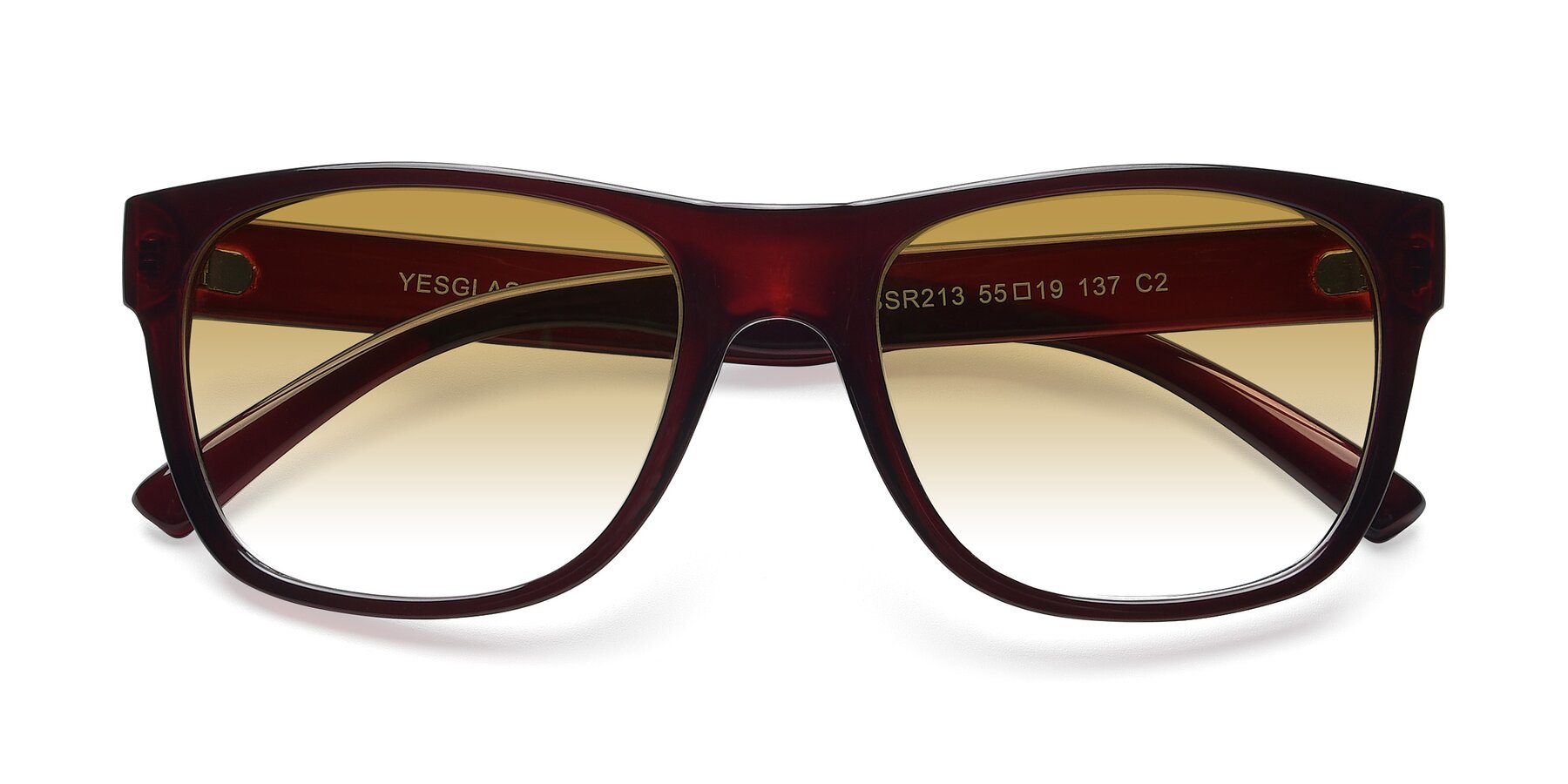 Folded Front of SSR213 in Wine with Champagne Gradient Lenses
