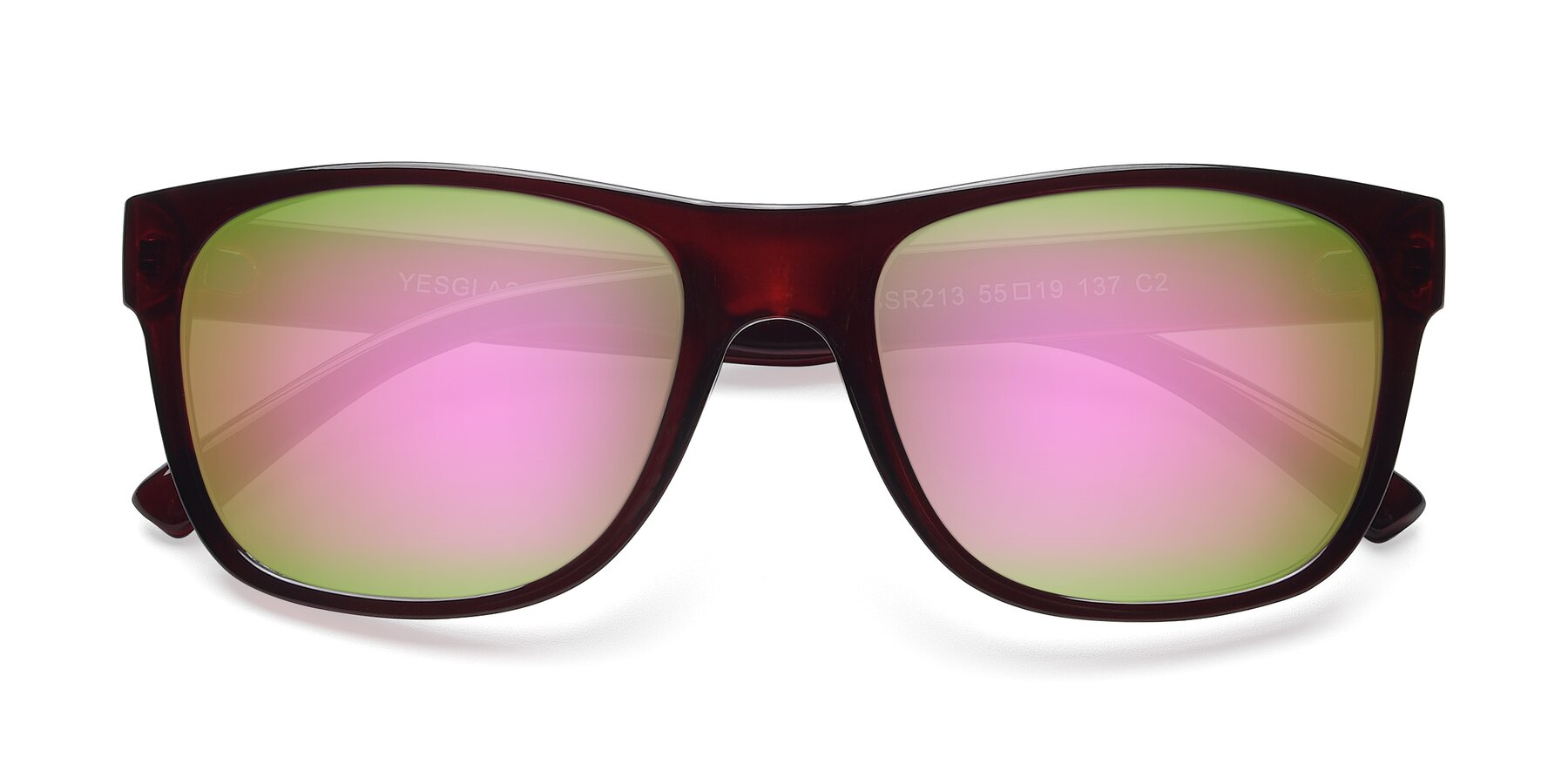 Folded Front of SSR213 in Wine with Pink Mirrored Lenses