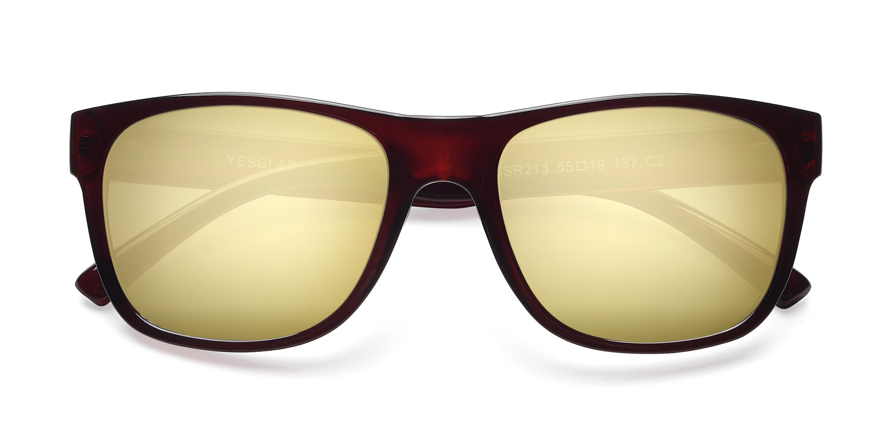 Folded Front of SSR213 in Wine with Gold Mirrored Lenses