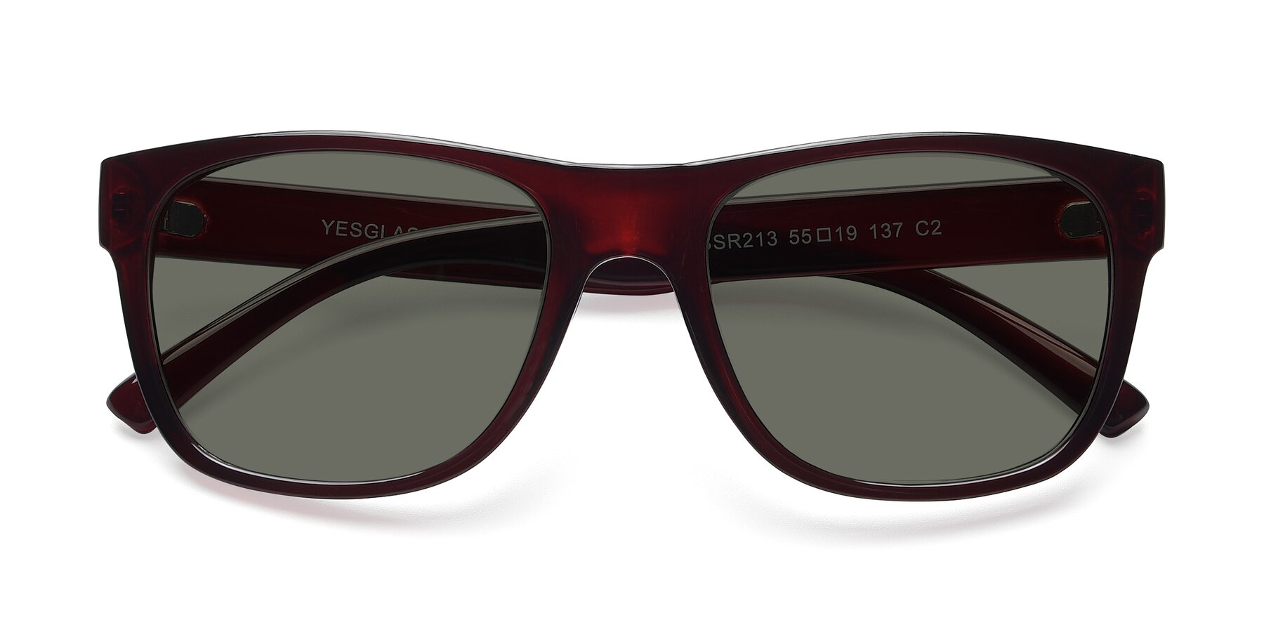 Folded Front of SSR213 in Wine with Gray Polarized Lenses