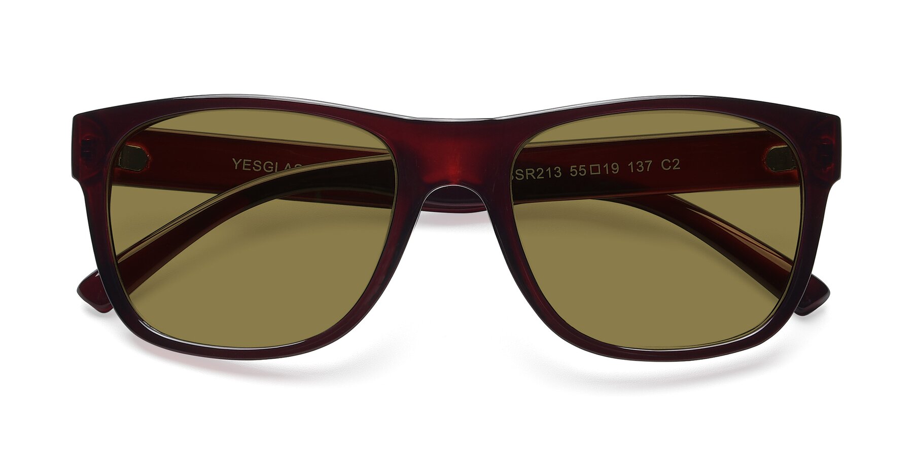 Folded Front of SSR213 in Wine with Brown Polarized Lenses
