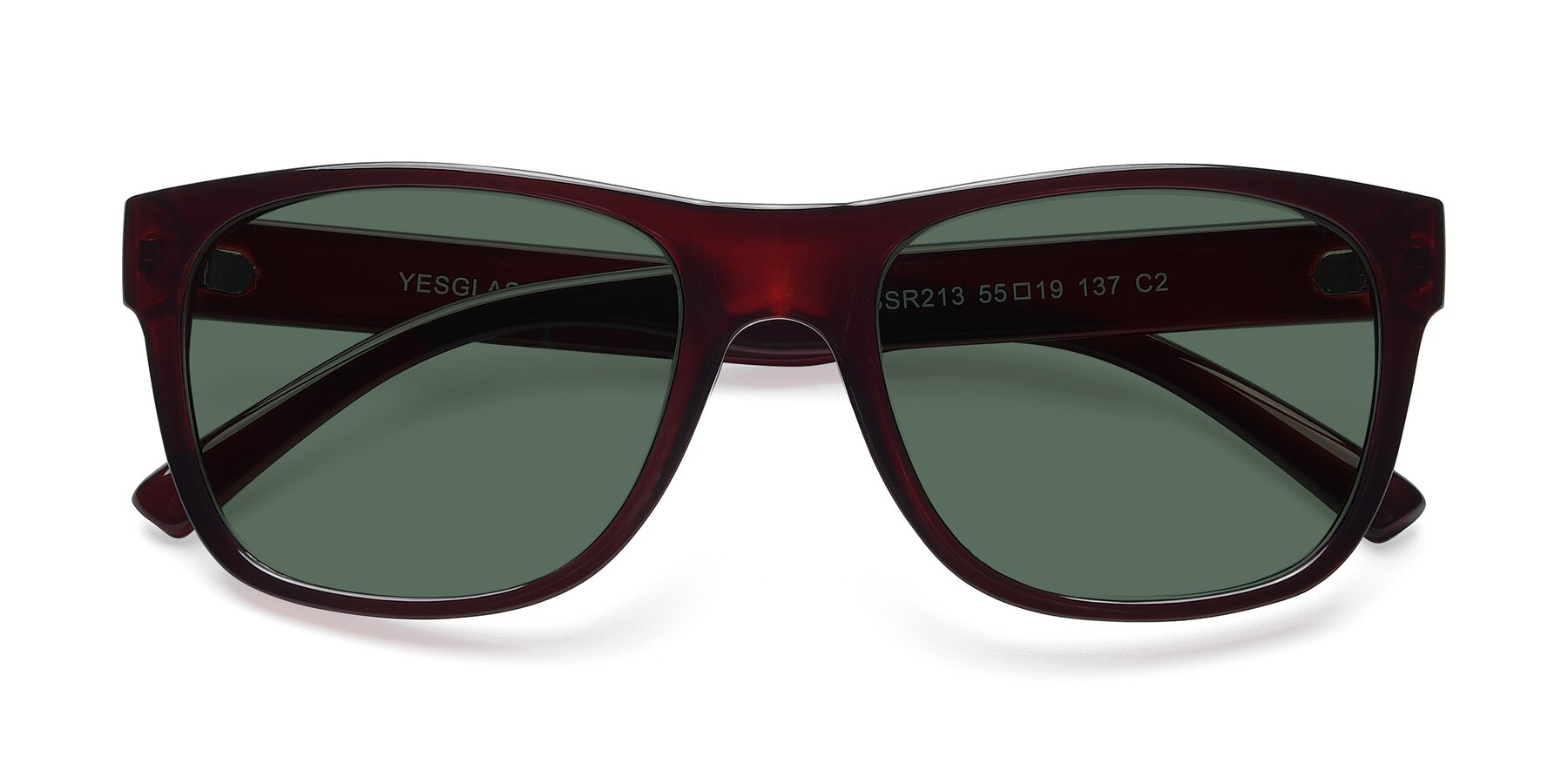 Folded Front of SSR213 in Wine with Green Polarized Lenses