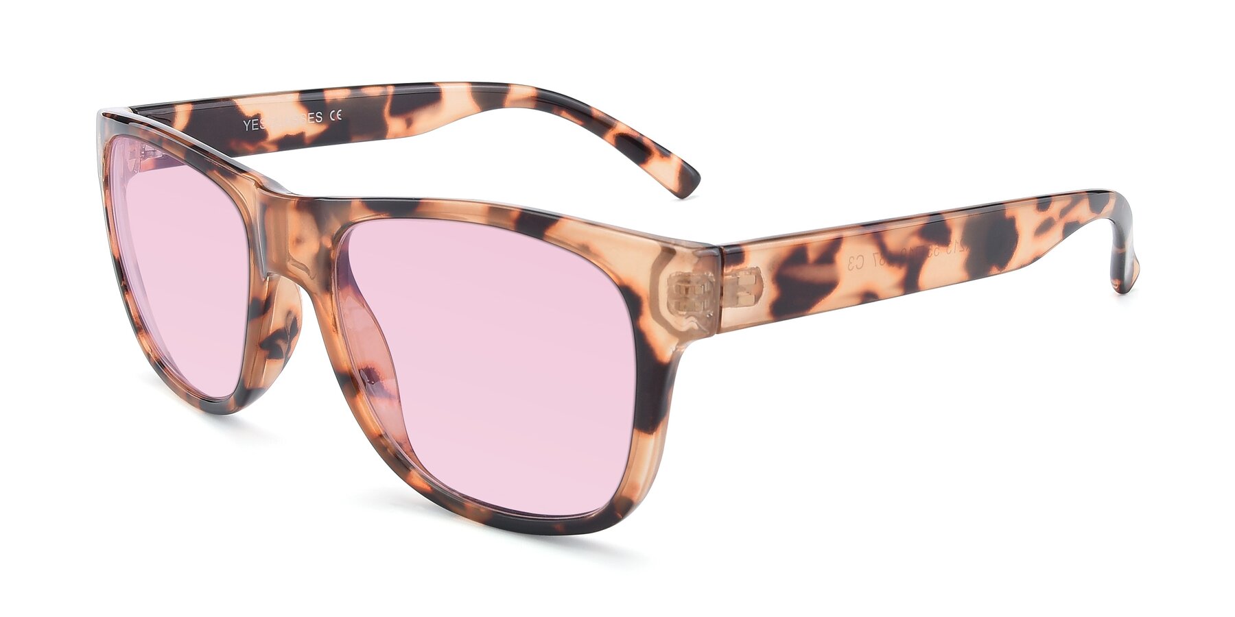 Angle of SSR213 in Translucent Tortoise with Light Pink Tinted Lenses