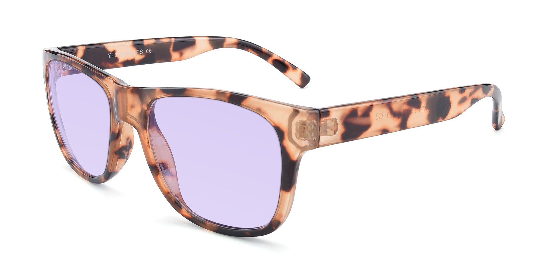 Angle of SSR213 in Translucent Tortoise with Light Purple Tinted Lenses