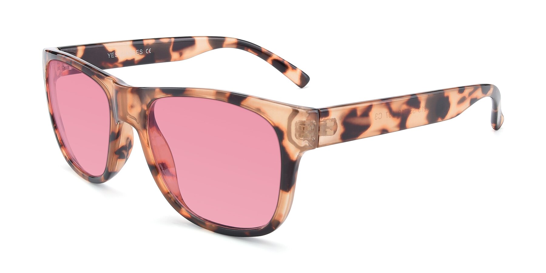 Angle of SSR213 in Translucent Tortoise with Pink Tinted Lenses