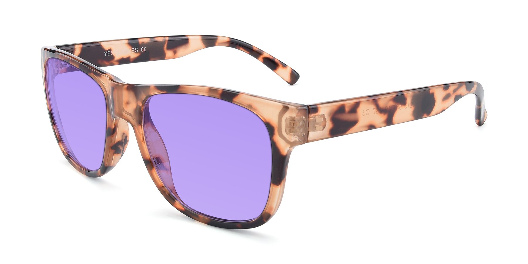 Angle of SSR213 in Translucent Tortoise with Medium Purple Tinted Lenses