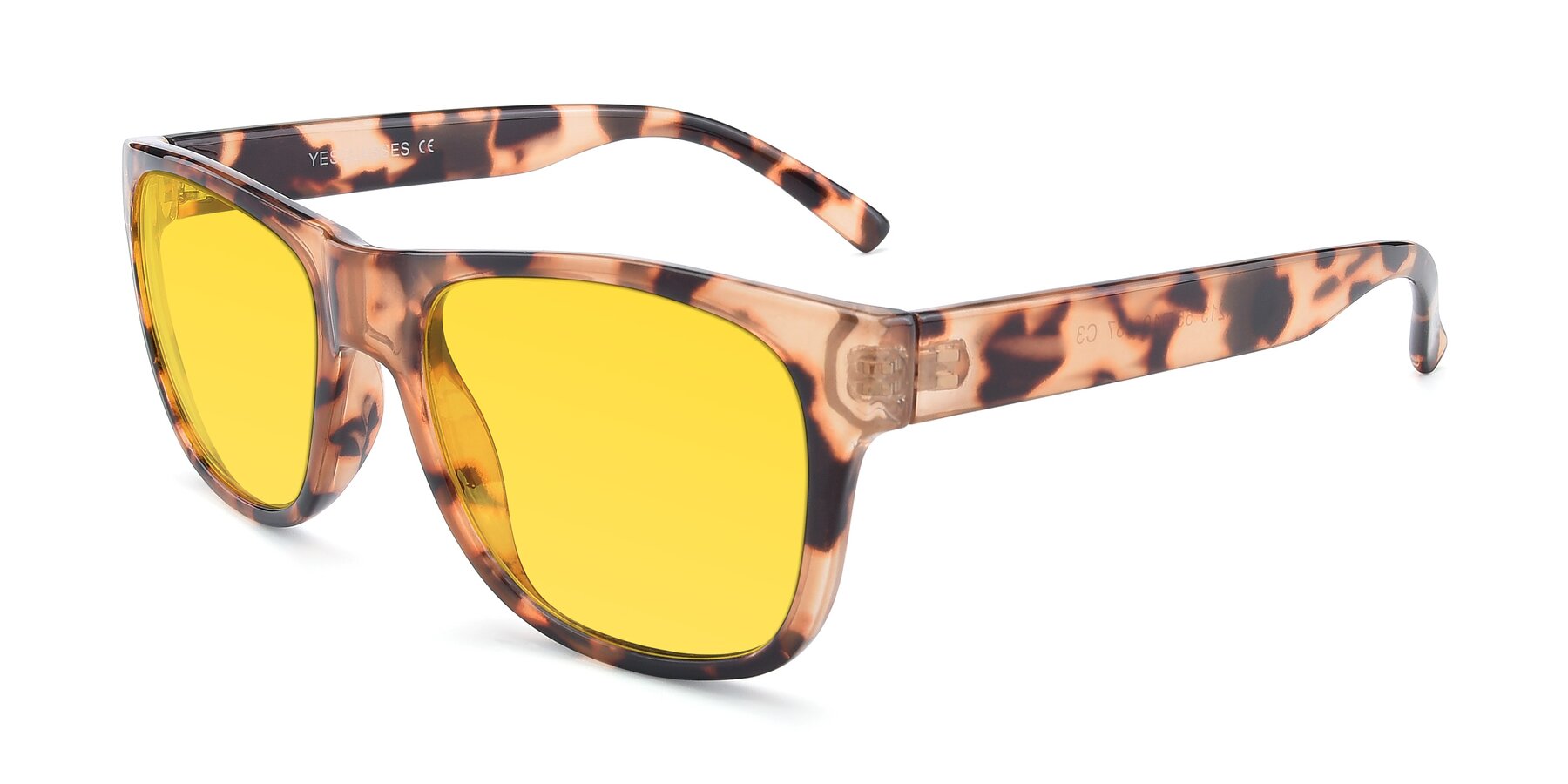 Angle of SSR213 in Translucent Tortoise with Yellow Tinted Lenses
