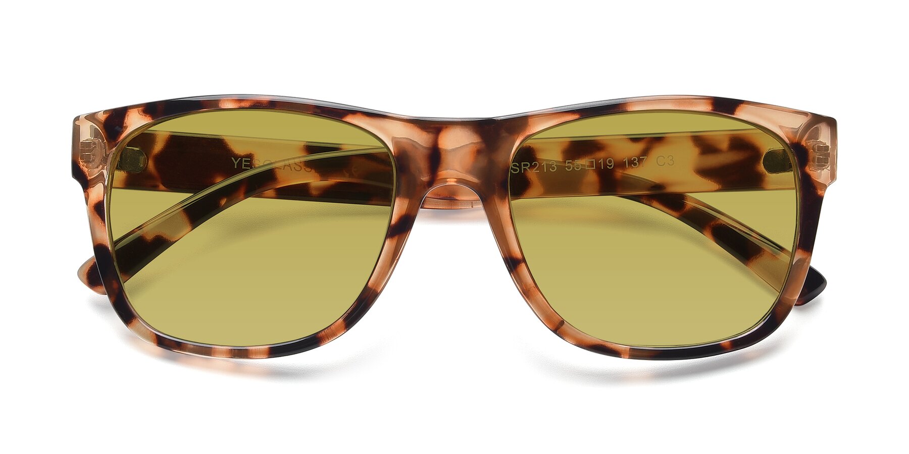 Folded Front of SSR213 in Translucent Tortoise with Champagne Tinted Lenses