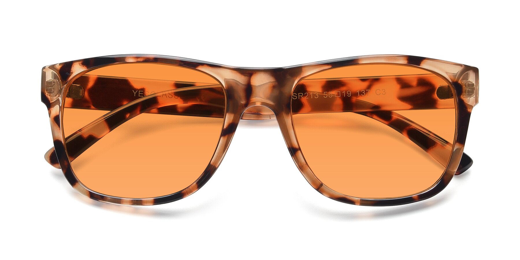 Folded Front of SSR213 in Translucent Tortoise with Orange Tinted Lenses