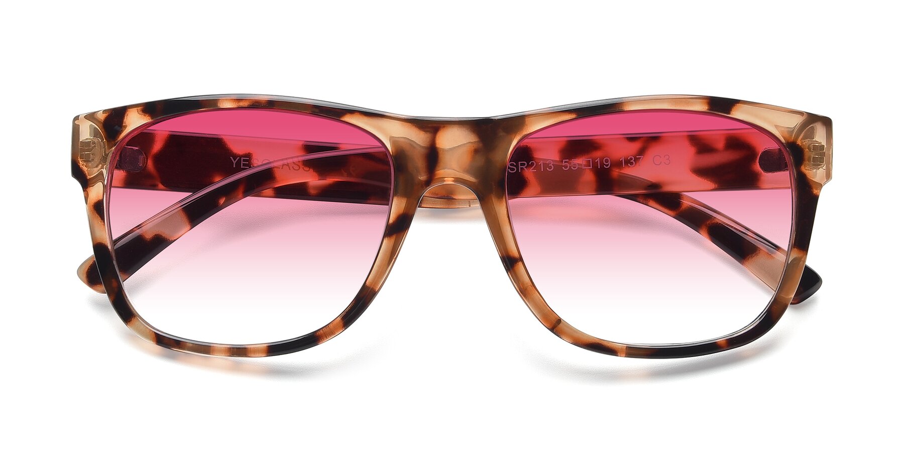 Folded Front of SSR213 in Translucent Tortoise with Pink Gradient Lenses