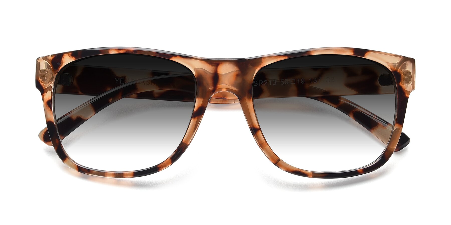Folded Front of SSR213 in Translucent Tortoise with Gray Gradient Lenses