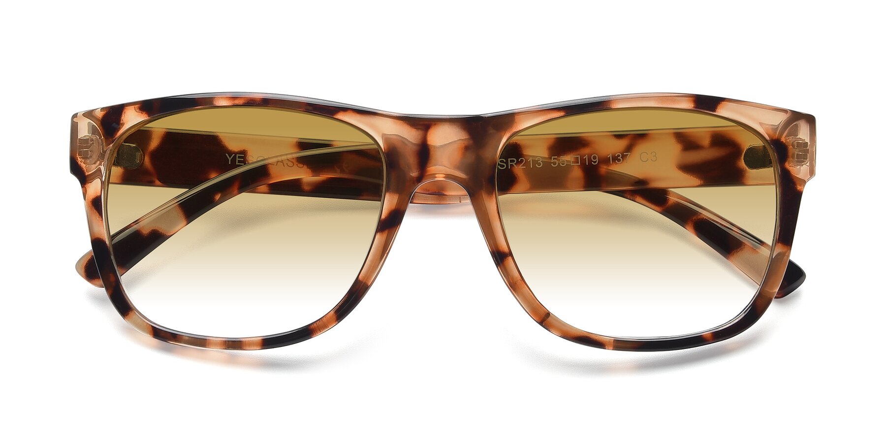 Folded Front of SSR213 in Translucent Tortoise with Champagne Gradient Lenses