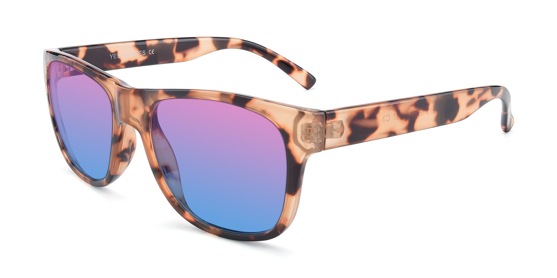 Angle of SSR213 in Translucent Tortoise with Pink / Blue Gradient Lenses