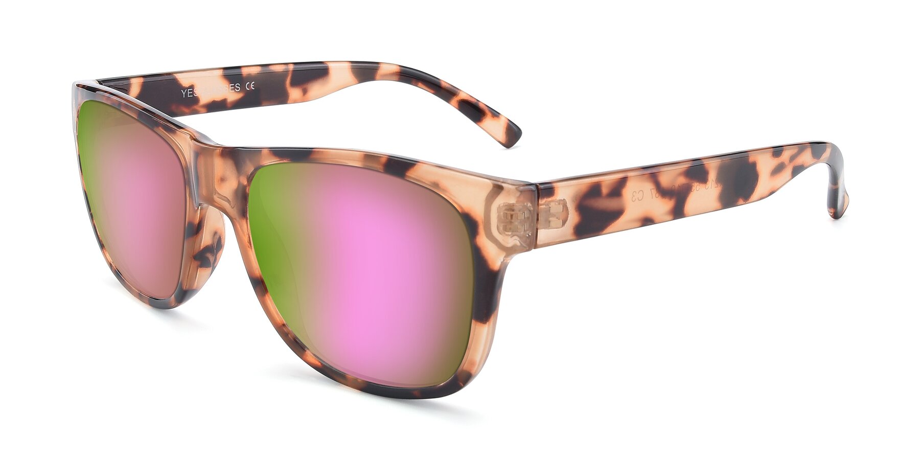 Angle of SSR213 in Translucent Tortoise with Pink Mirrored Lenses