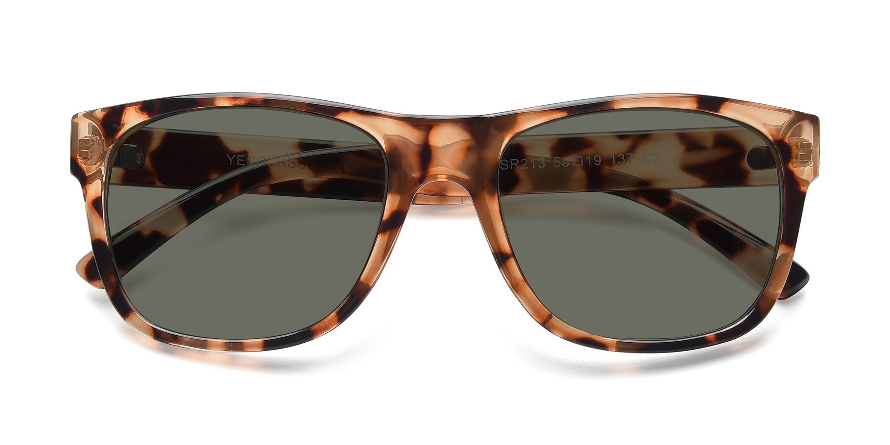 Folded Front of SSR213 in Translucent Tortoise with Gray Polarized Lenses