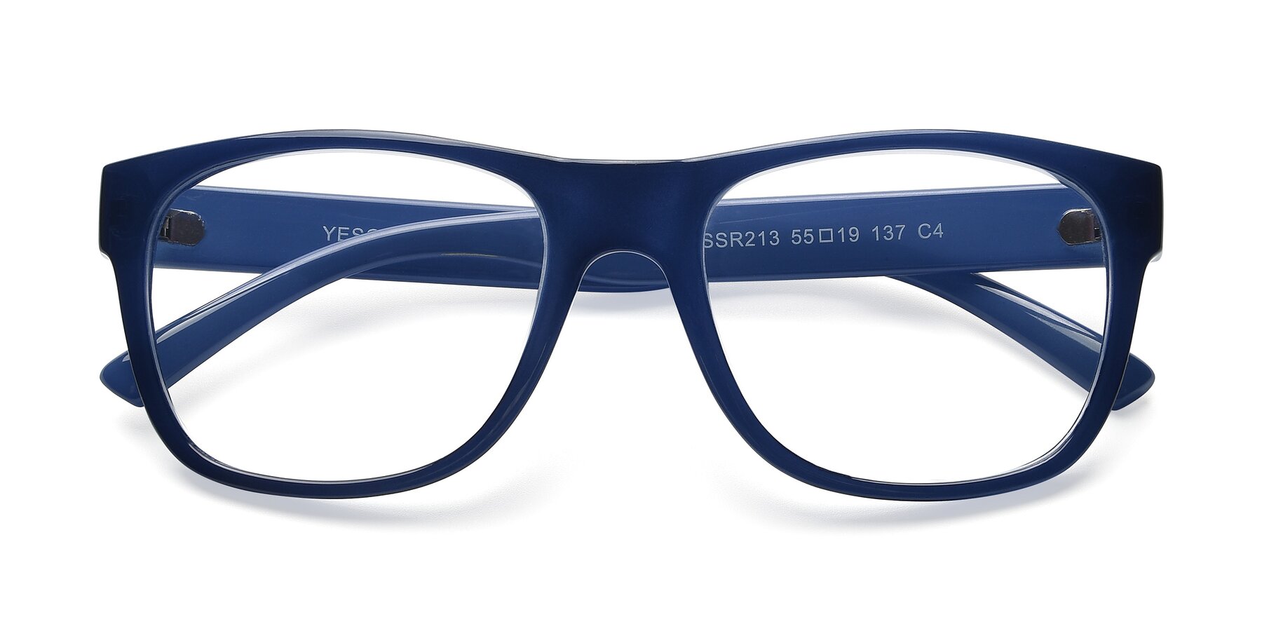 Folded Front of SSR213 in Blue with Clear Reading Eyeglass Lenses