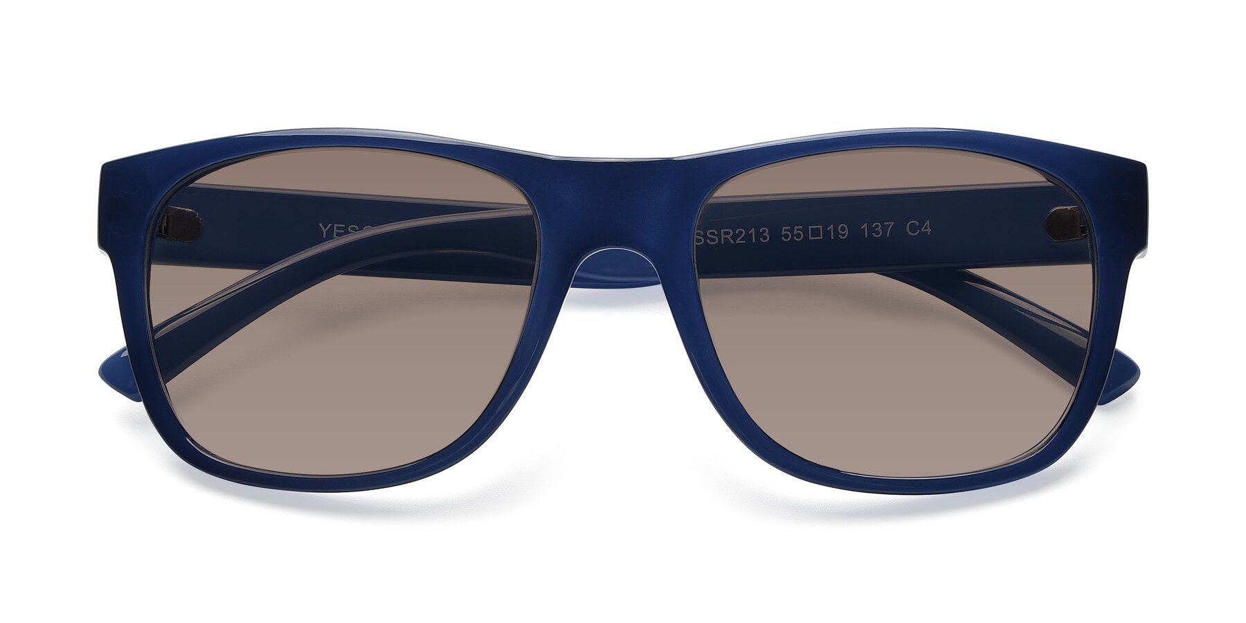 Folded Front of SSR213 in Blue with Medium Brown Tinted Lenses
