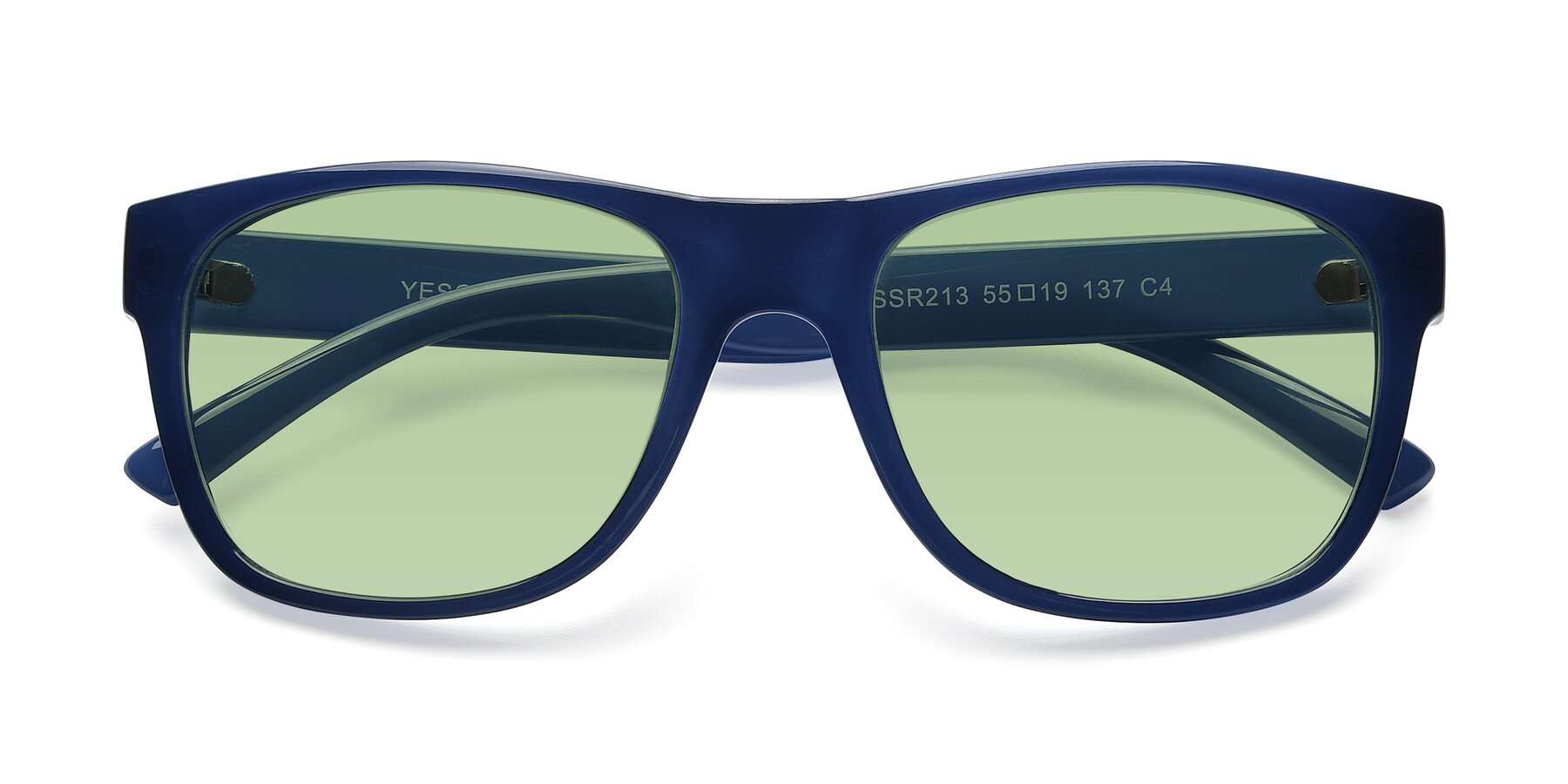 Folded Front of SSR213 in Blue with Medium Green Tinted Lenses