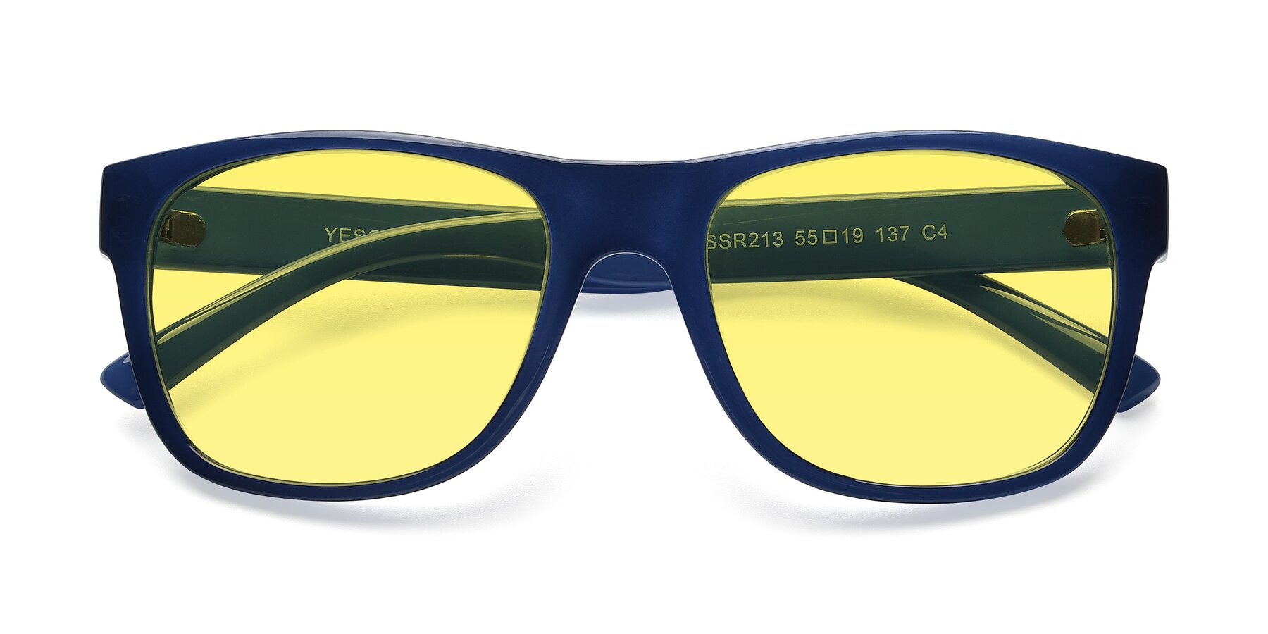 Folded Front of SSR213 in Blue with Medium Yellow Tinted Lenses