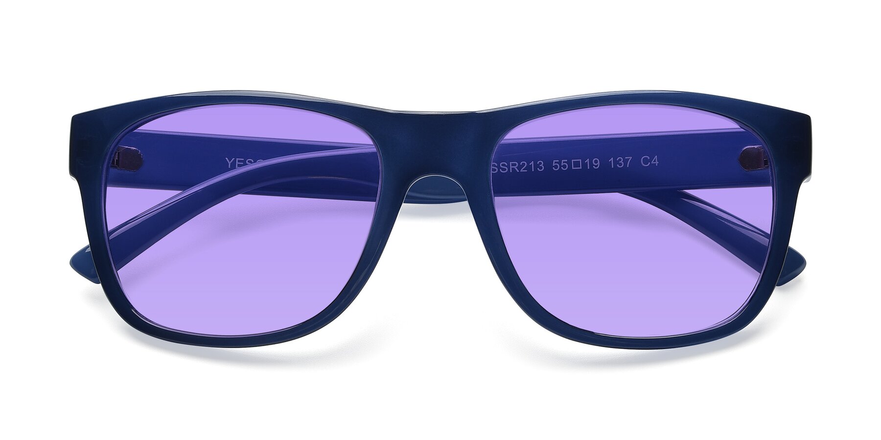 Folded Front of SSR213 in Blue with Medium Purple Tinted Lenses