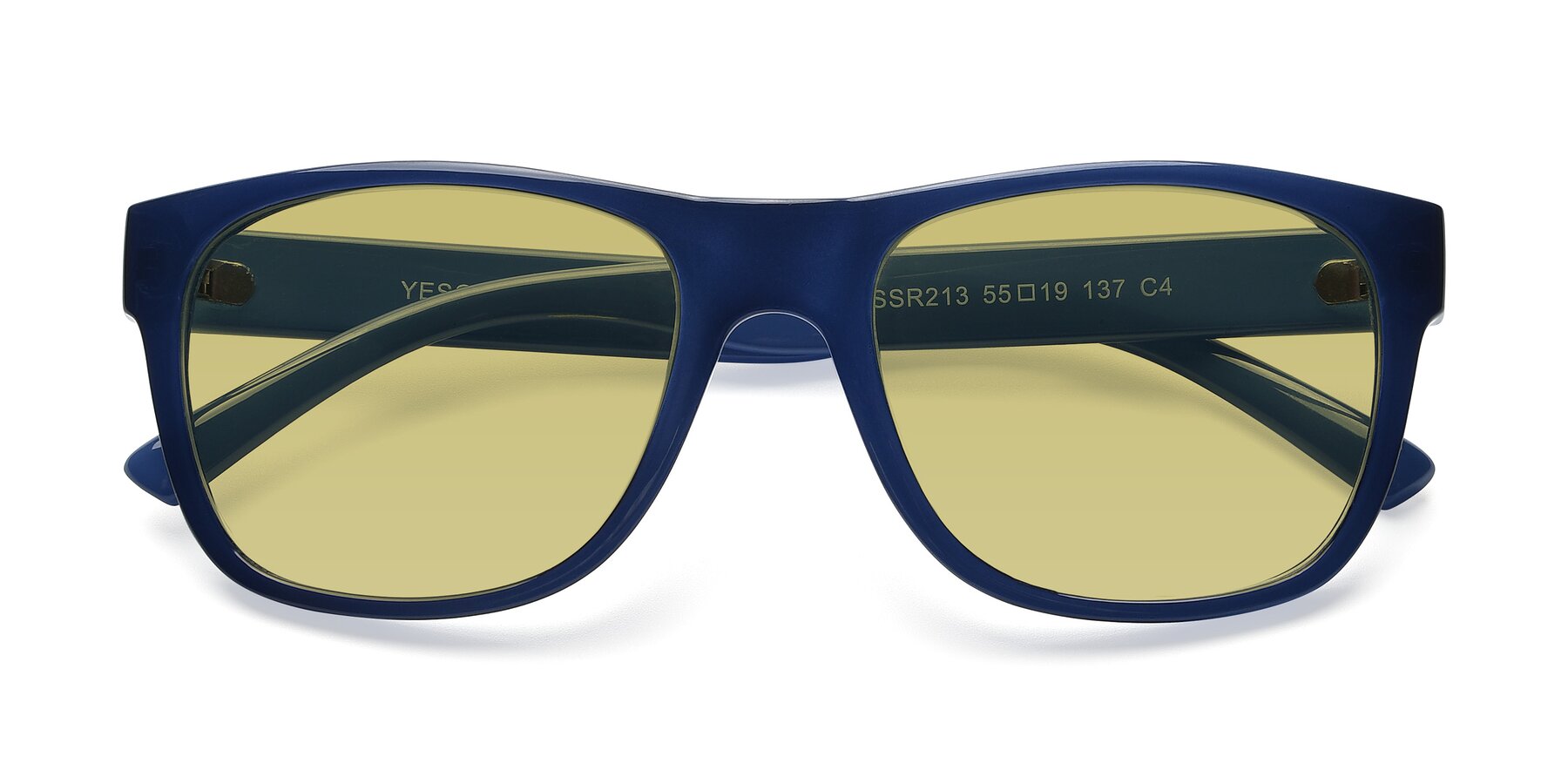 Folded Front of SSR213 in Blue with Medium Champagne Tinted Lenses