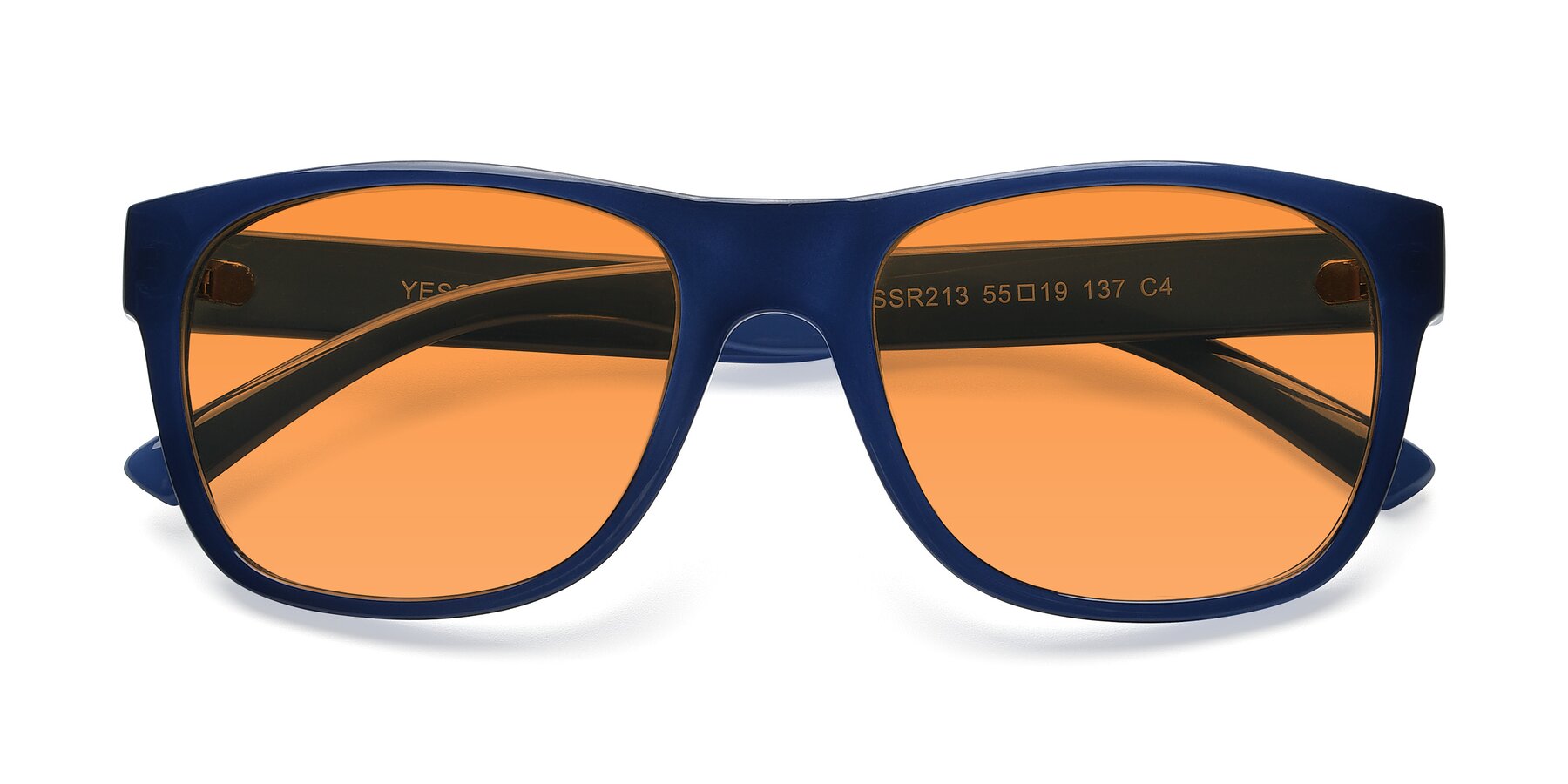 Folded Front of SSR213 in Blue with Orange Tinted Lenses