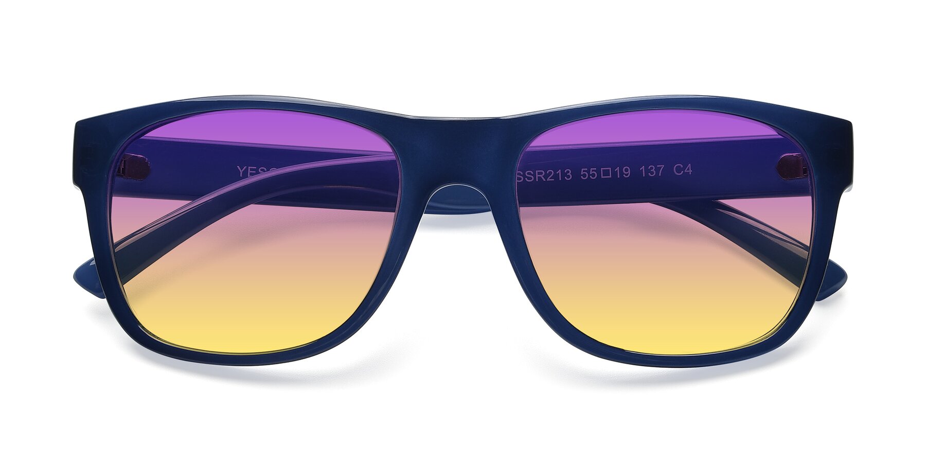 Folded Front of SSR213 in Blue with Purple / Yellow Gradient Lenses