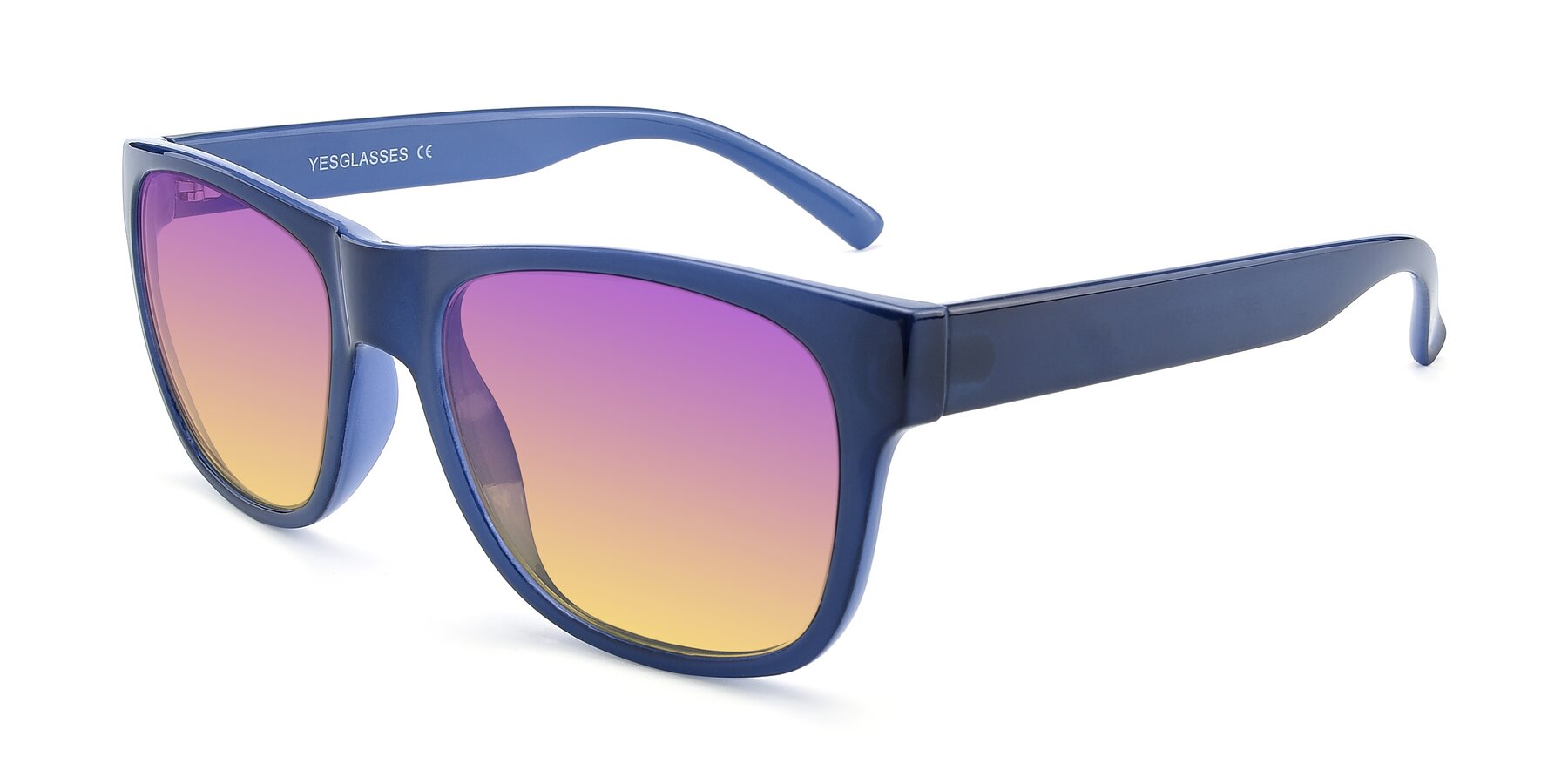 Angle of SSR213 in Blue with Purple / Yellow Gradient Lenses
