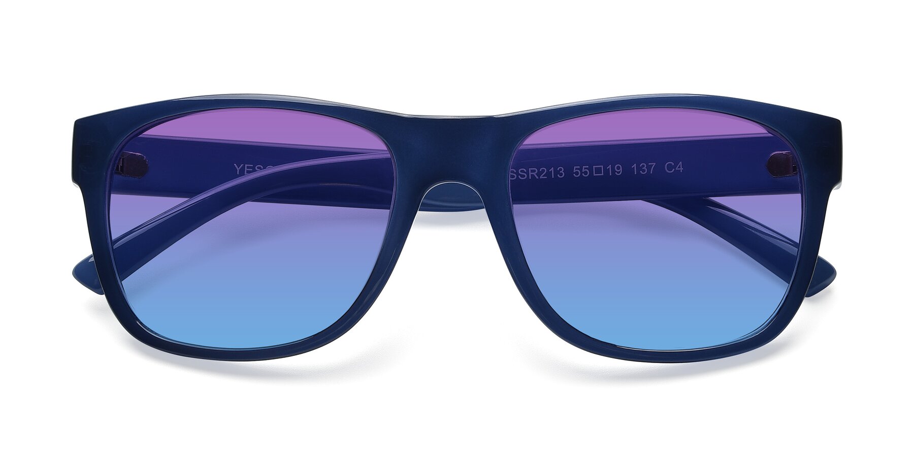 Folded Front of SSR213 in Blue with Purple / Blue Gradient Lenses