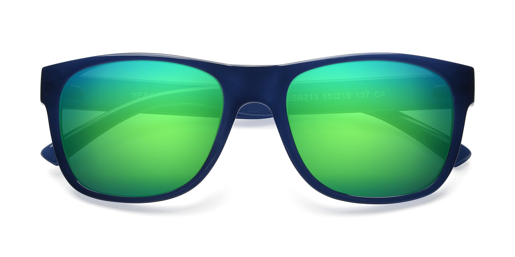 Folded Front of SSR213 in Blue with Green Mirrored Lenses