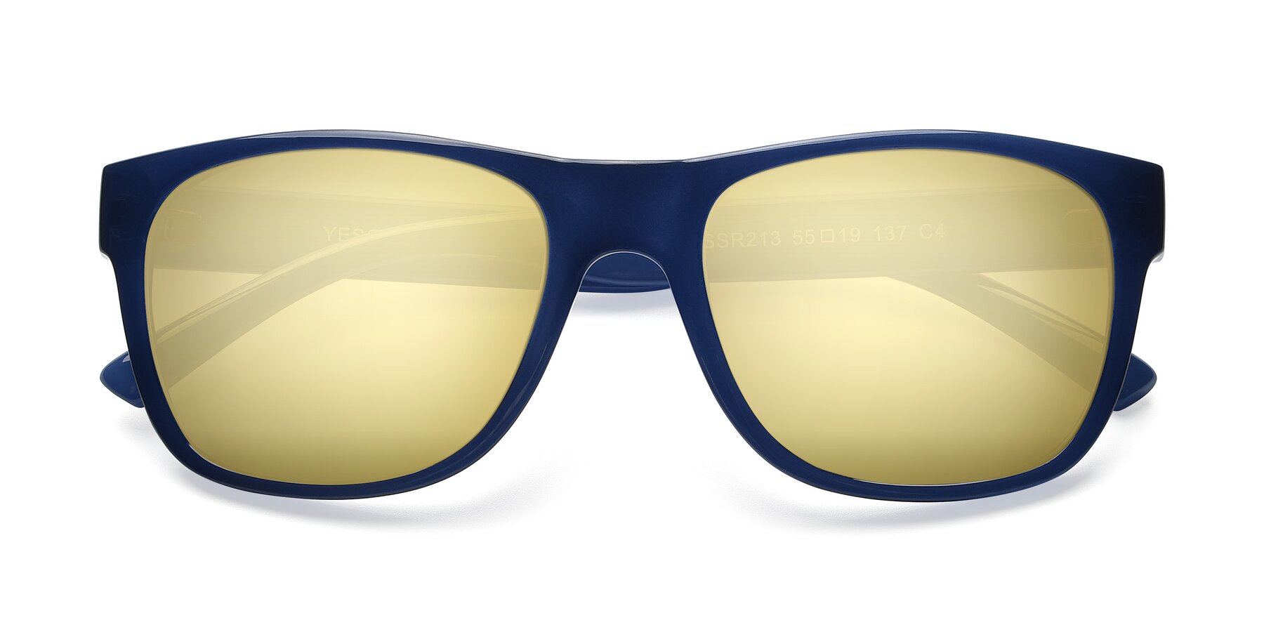 Folded Front of SSR213 in Blue with Gold Mirrored Lenses