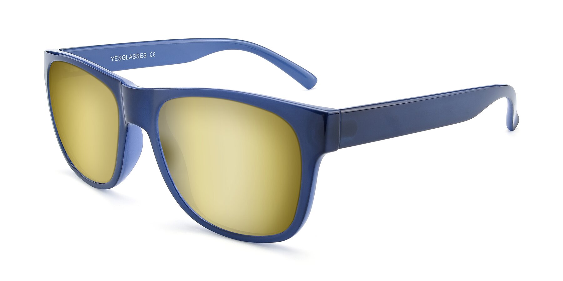 Angle of SSR213 in Blue with Gold Mirrored Lenses