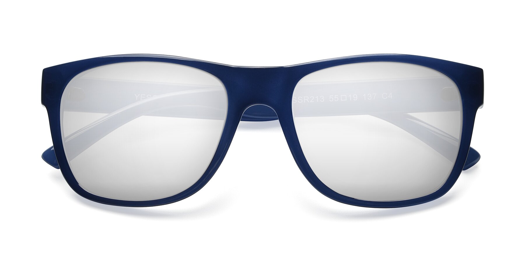 Folded Front of SSR213 in Blue with Silver Mirrored Lenses