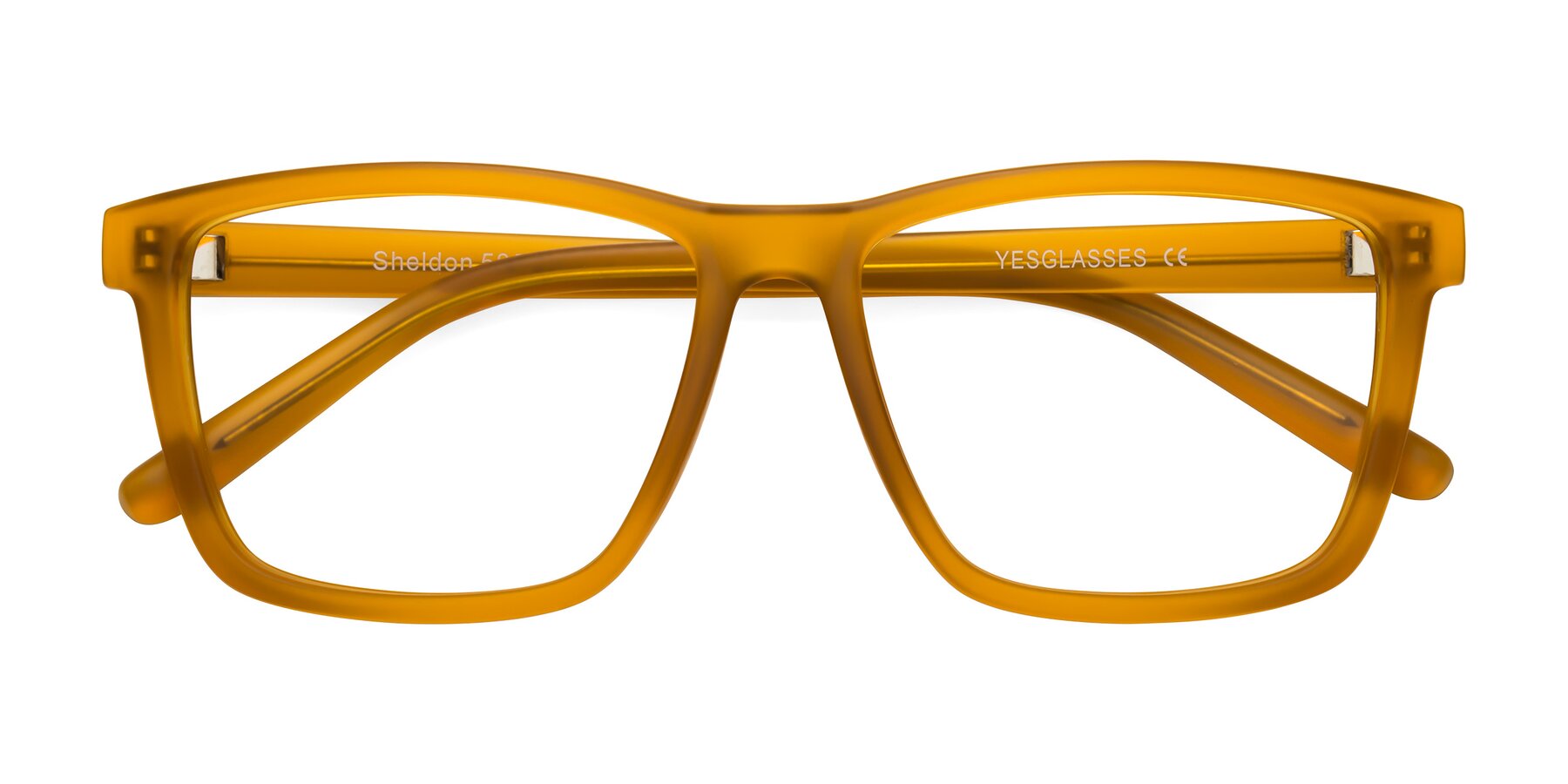 Folded Front of Sheldon in Pumpkin with Clear Reading Eyeglass Lenses