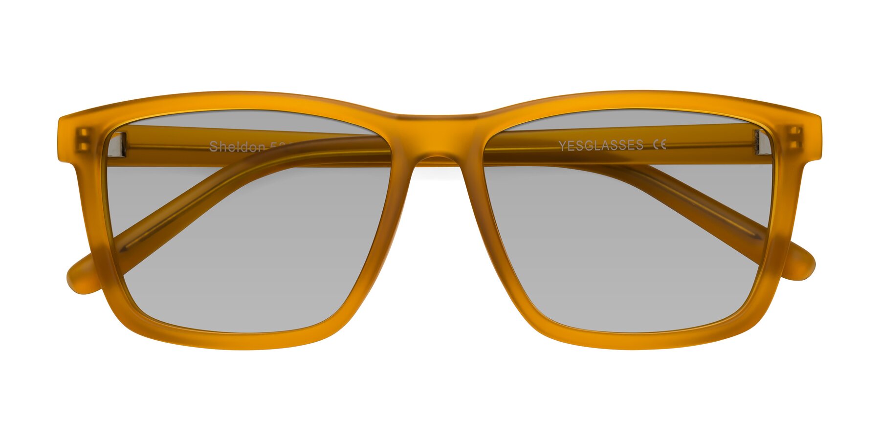 Folded Front of Sheldon in Pumpkin with Light Gray Tinted Lenses