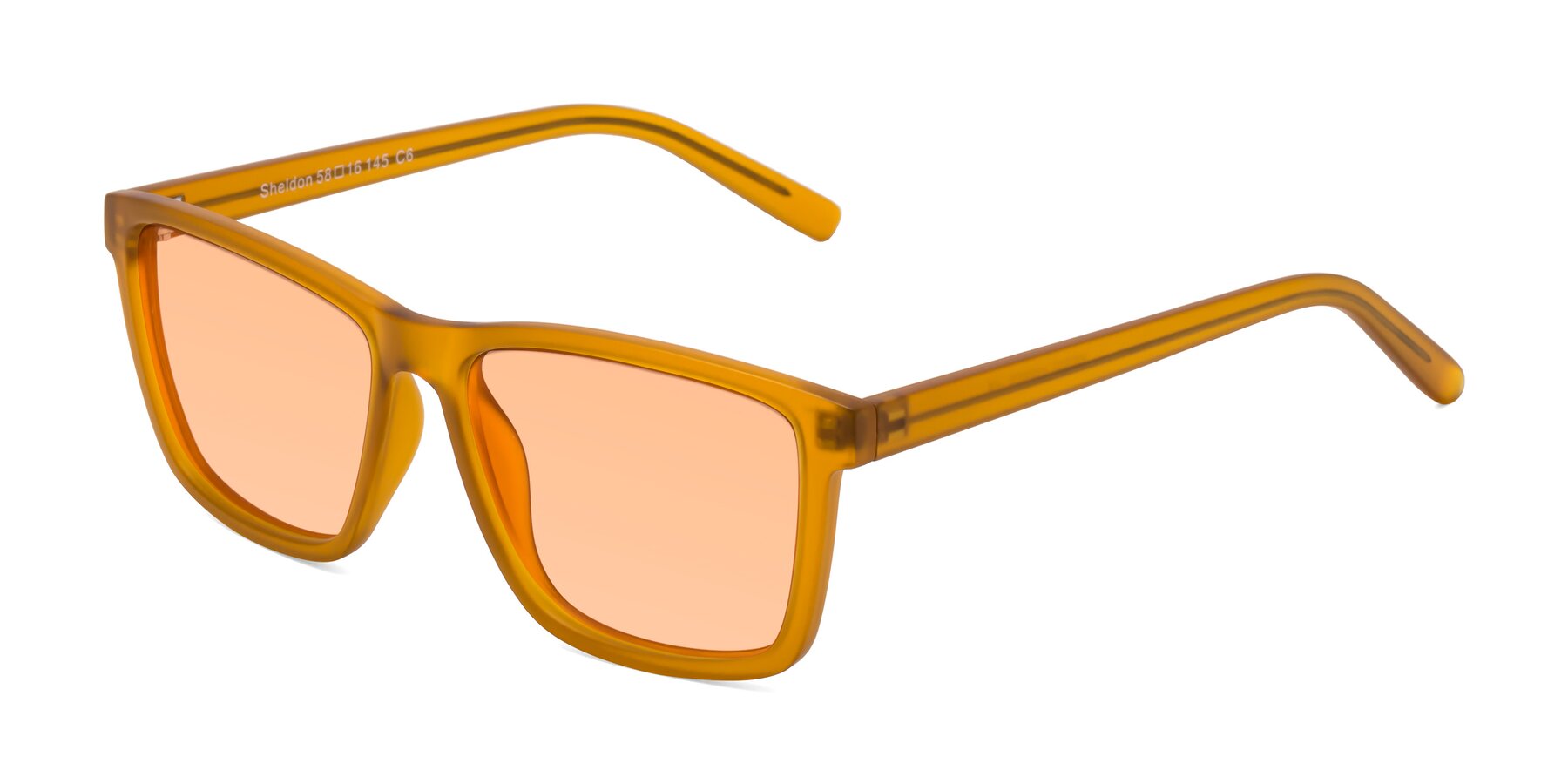 Angle of Sheldon in Pumpkin with Light Orange Tinted Lenses