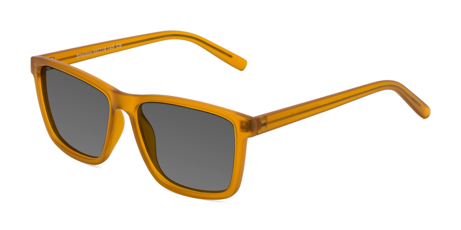 Angle of Sheldon in Pumpkin with Medium Gray Tinted Lenses