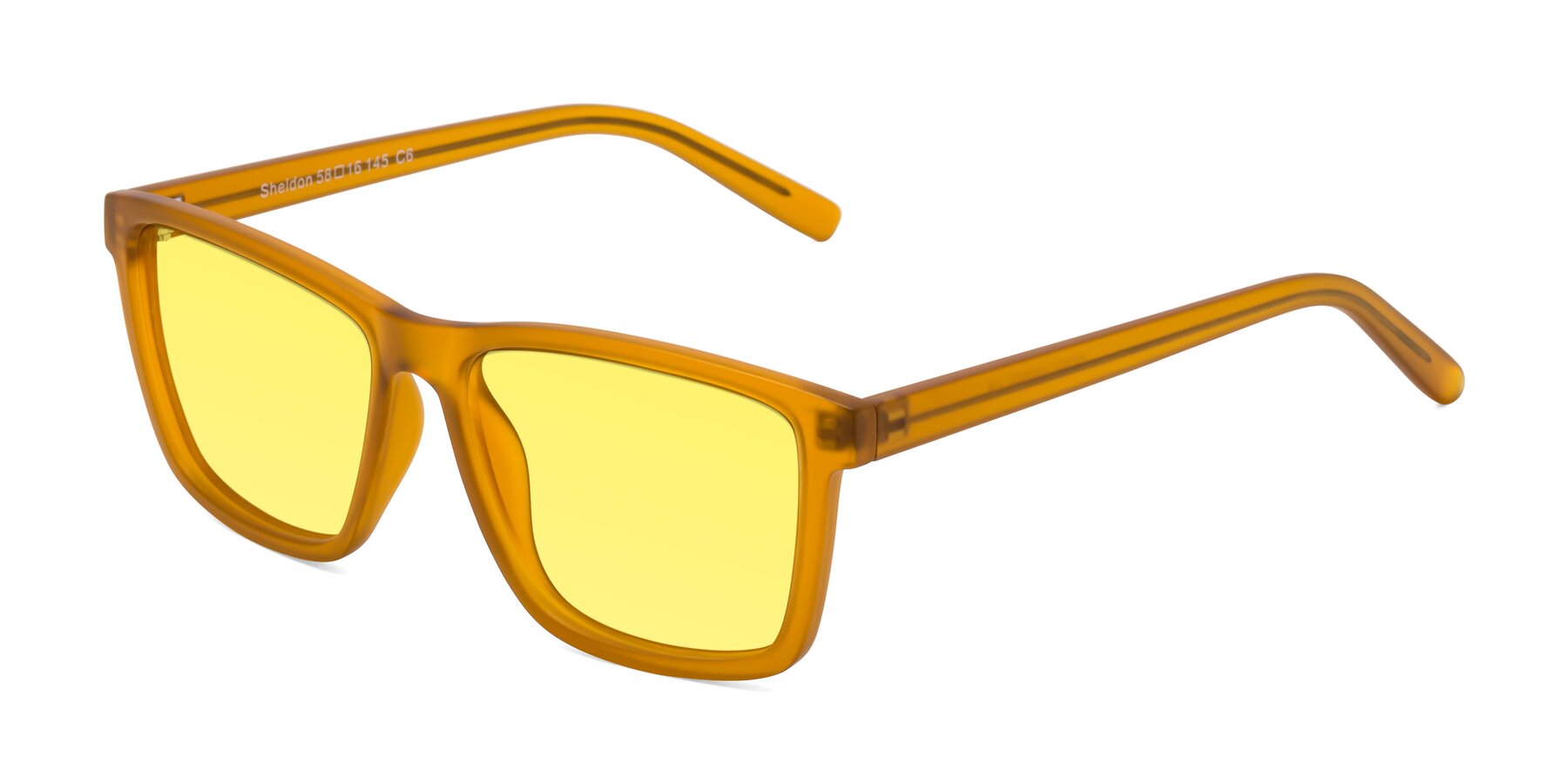 Angle of Sheldon in Pumpkin with Medium Yellow Tinted Lenses