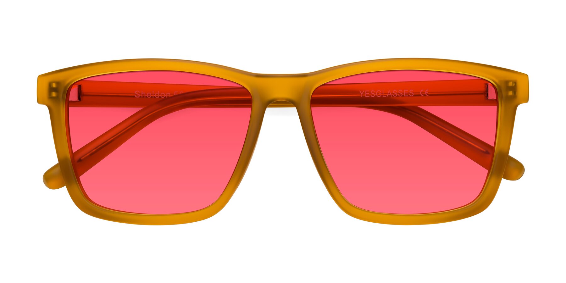 Folded Front of Sheldon in Pumpkin with Red Tinted Lenses