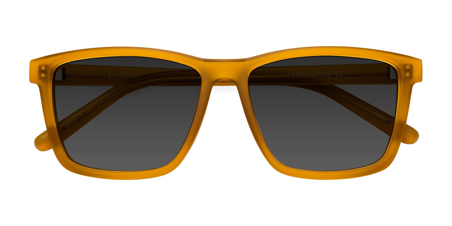 Folded Front of Sheldon in Pumpkin with Gray Tinted Lenses