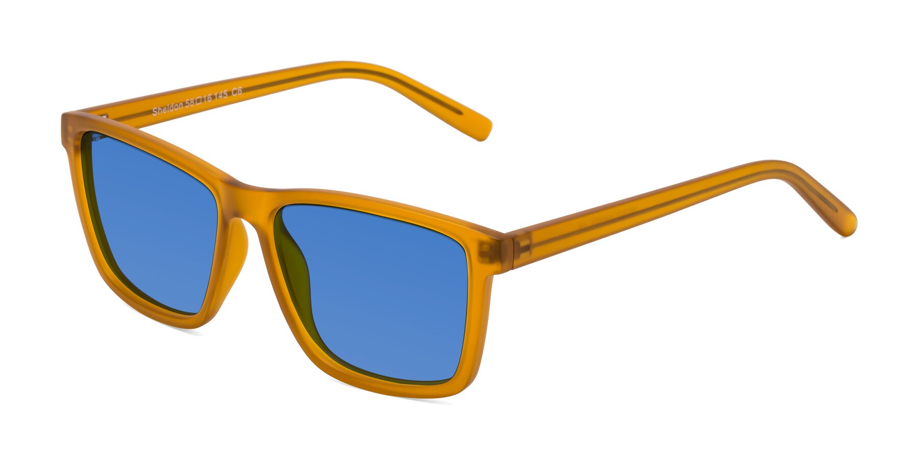 Angle of Sheldon in Pumpkin with Blue Tinted Lenses
