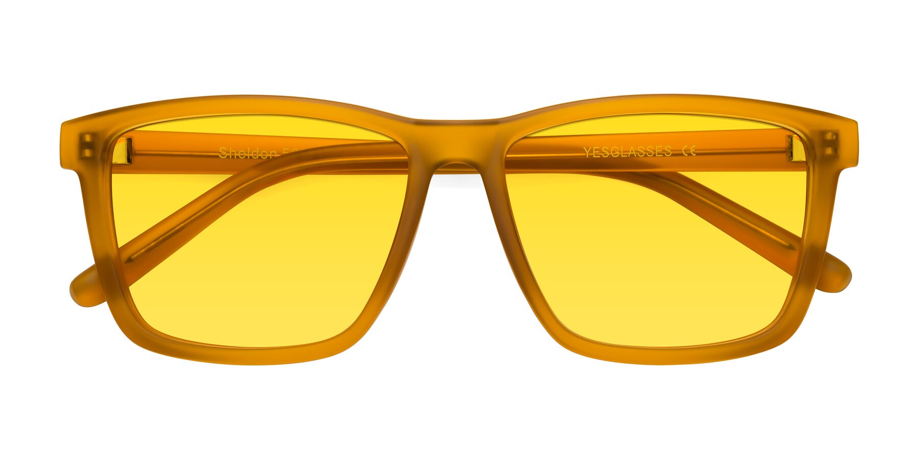 Folded Front of Sheldon in Pumpkin with Yellow Tinted Lenses