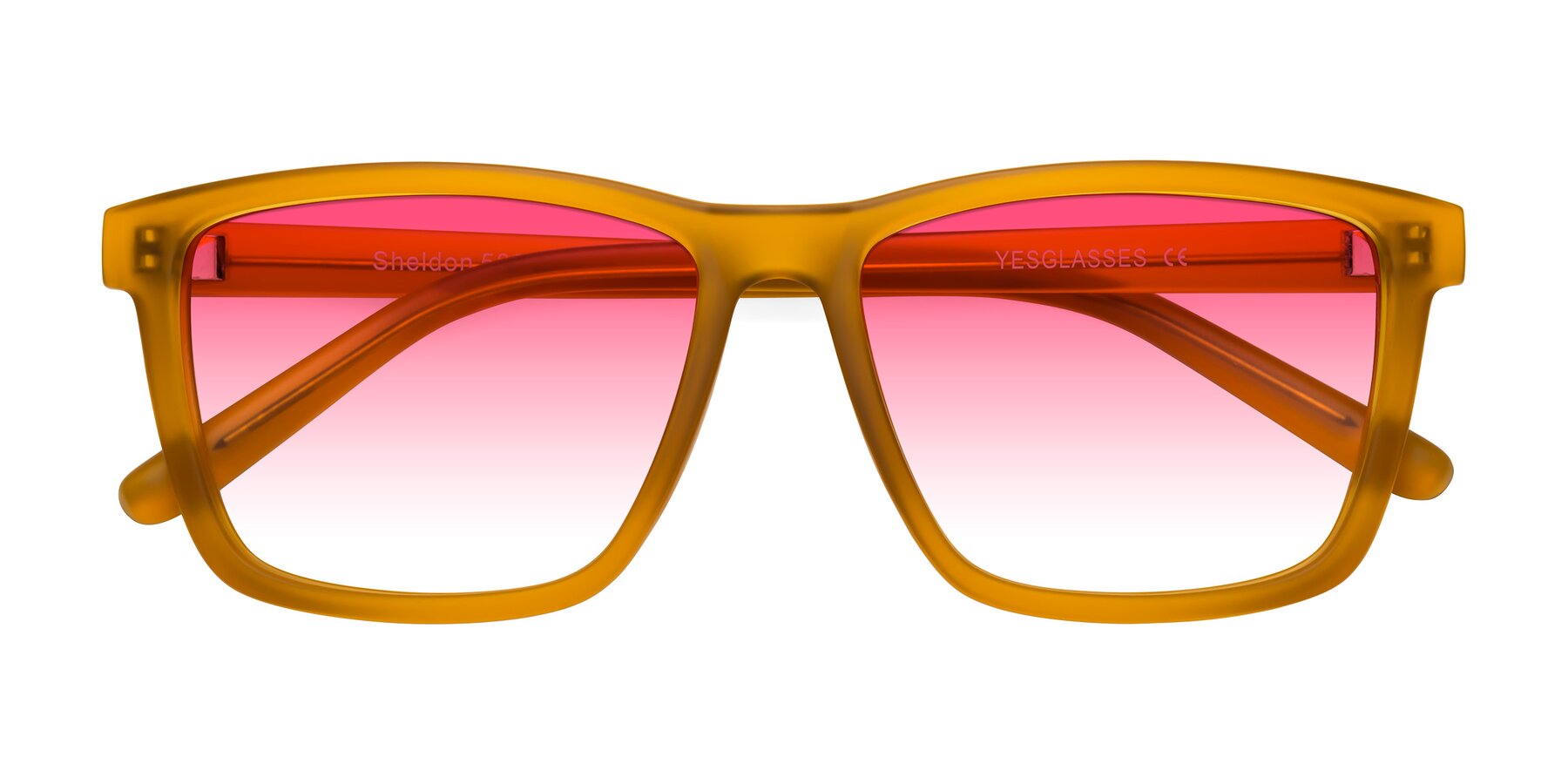 Folded Front of Sheldon in Pumpkin with Pink Gradient Lenses