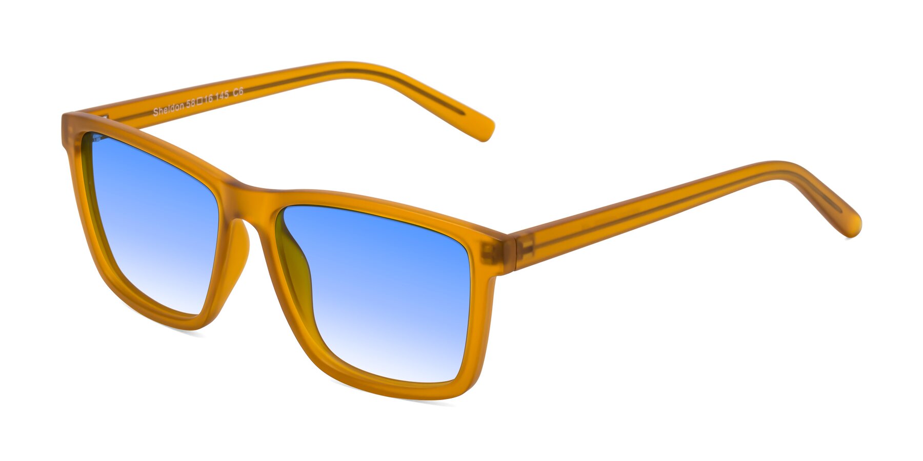 Angle of Sheldon in Pumpkin with Blue Gradient Lenses