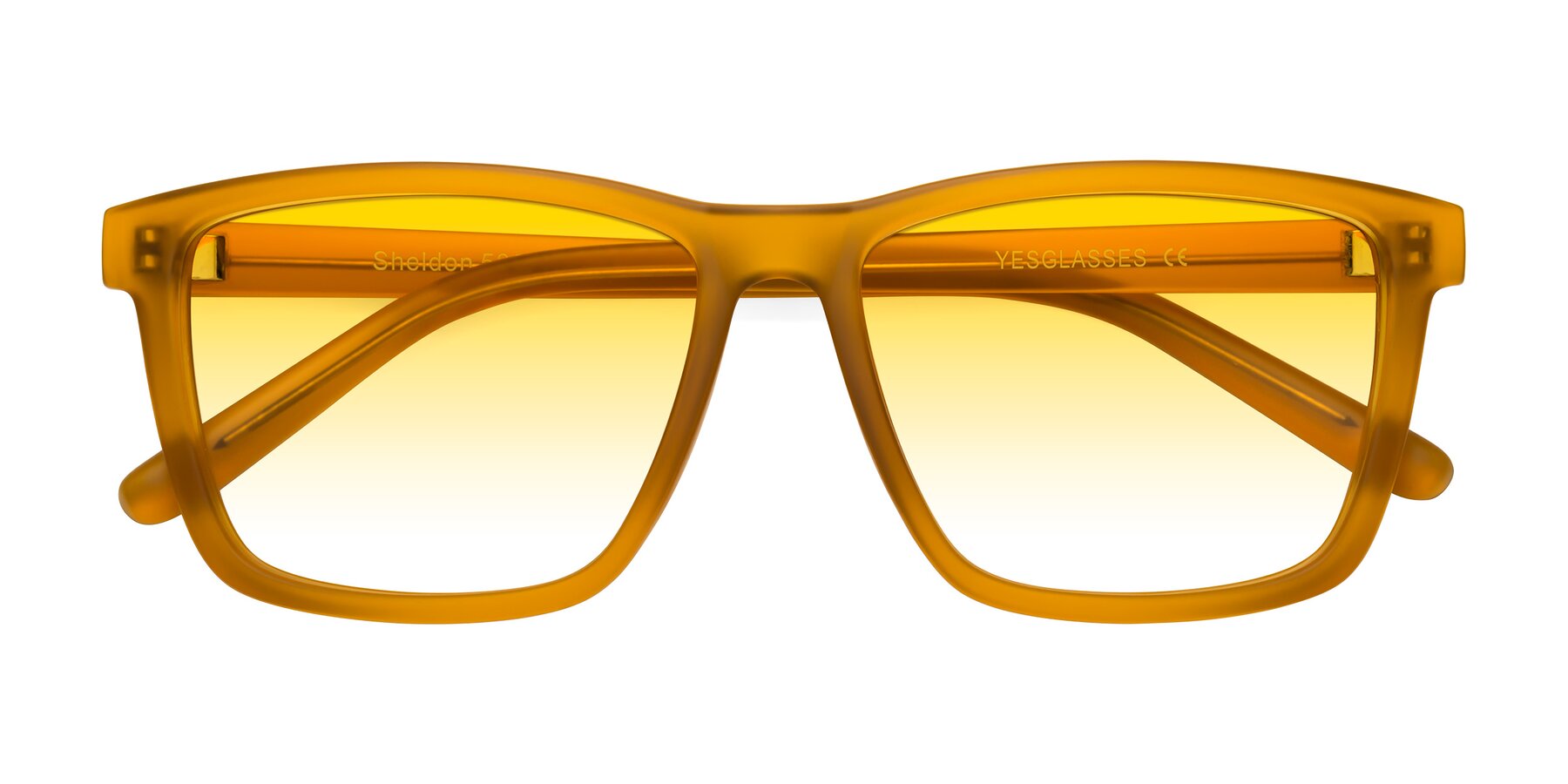 Folded Front of Sheldon in Pumpkin with Yellow Gradient Lenses