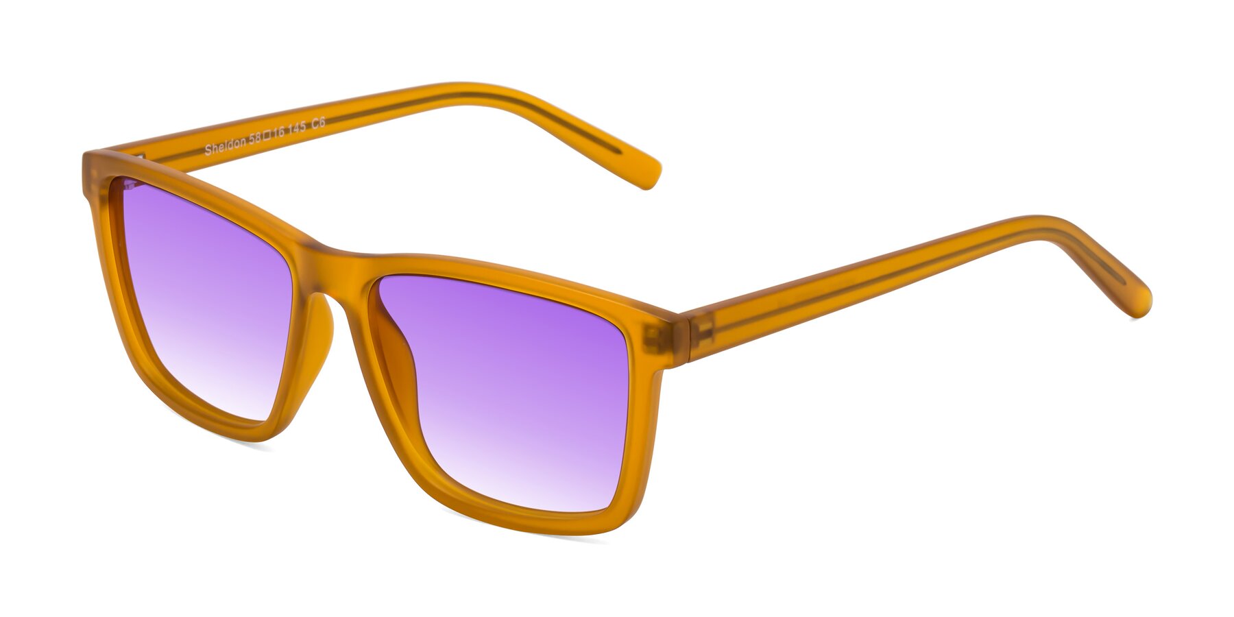 Angle of Sheldon in Pumpkin with Purple Gradient Lenses